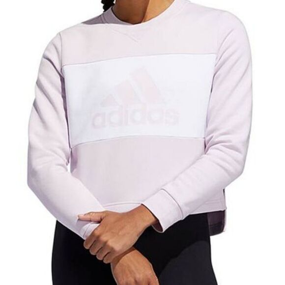 ADIDAS sweatshirt aeropink colorblock‎ boxy crop top S - Picture 1 of 12